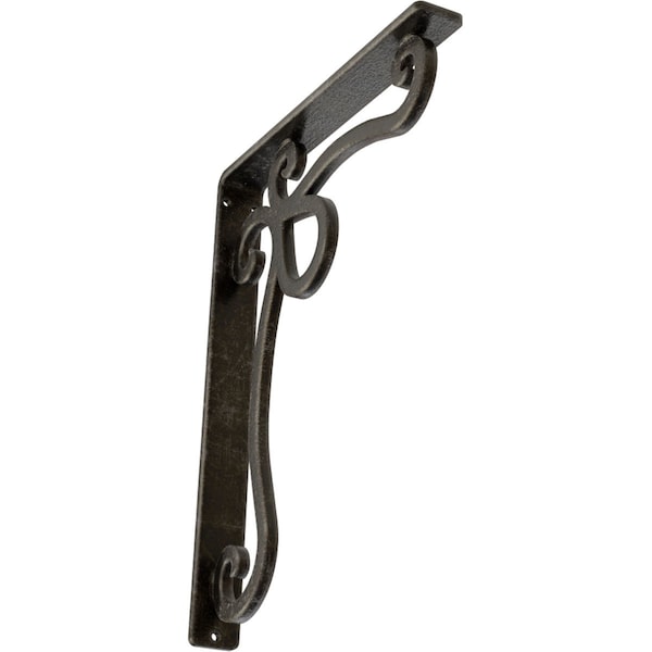 Ekena Millwork Orleans Wrought Iron Bracket, (Single center brace), Antiqued Warm Silver 1 1/2"W x 10"D x 12"H BKTM01X10X12SOLAWS - main